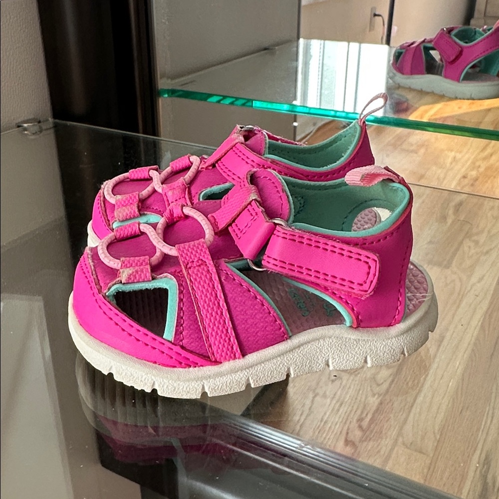 Pink Teal sandals for toddler size 3